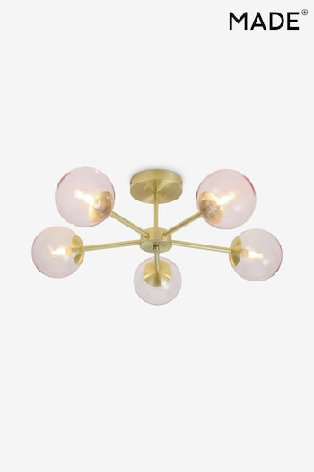 MADE.COM Pink Globe Large 5 Light Flush Ceiling Light (N55307) | £139