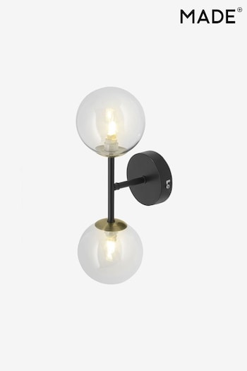 MADE.COM Black Antique Brass Globe Bathroom Wall Light (N55337) | £59