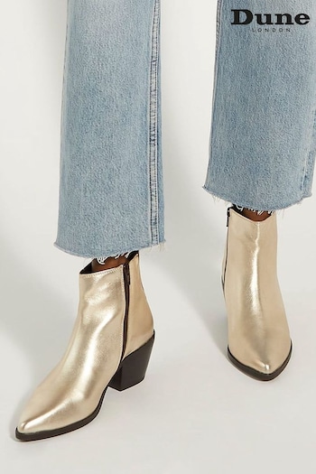 Dune London Gold Papz Low Western Boots (N55512) | £130
