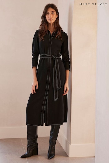 Mint Velvet Black Midi Long Shirt Dress (N55557) | £139