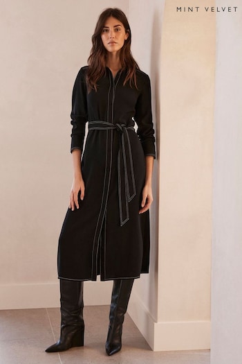 Mint Velvet Black Midi Shirt Miler Dress (N55557) | £139