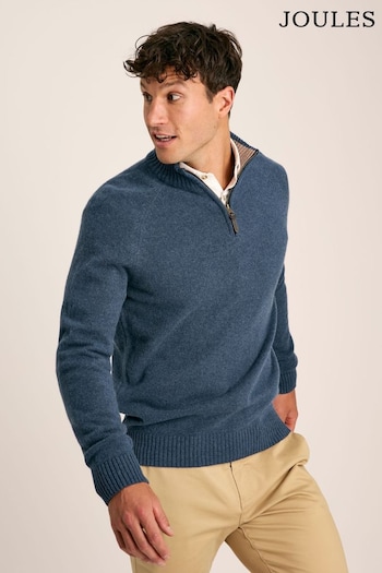 Joules Richmond Navy Lambswool Quarter Zip Knitted Jumper (N55644) | £89.95