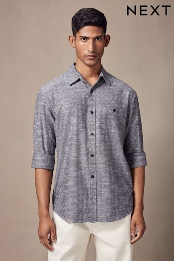 Grey Textured Check Long Sleeve Shirt (N55719) | £32