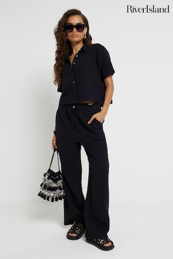 River Island Black Petite Double Faced Trousers (N55797) | £35