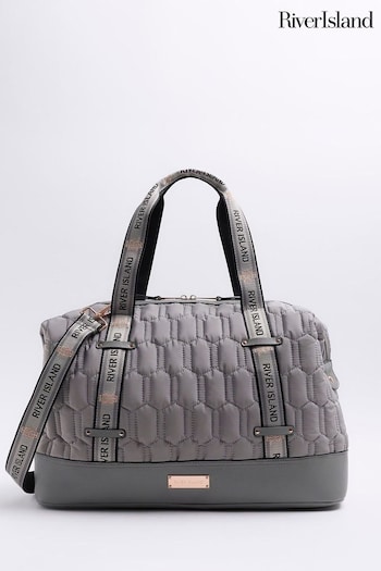 River Island Grey Quilted Holdall (N55834) | £50