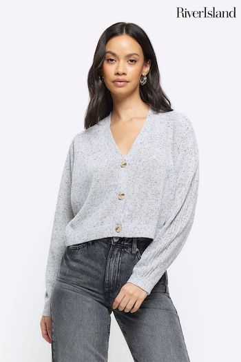 River Island Grey Button Front Cropped Cardigan (N55842) | £35