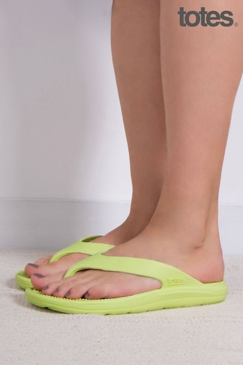 Totes 1BA173 Green Ladies Solbounce Toe Post Flip Flops Sandals (N55876) | £18