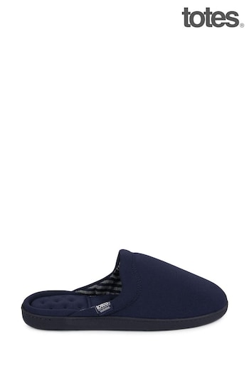 Totes sleeping Blue Isotoner Textured Mules With Stripe Lining And Pillowstep (N55954) | £28