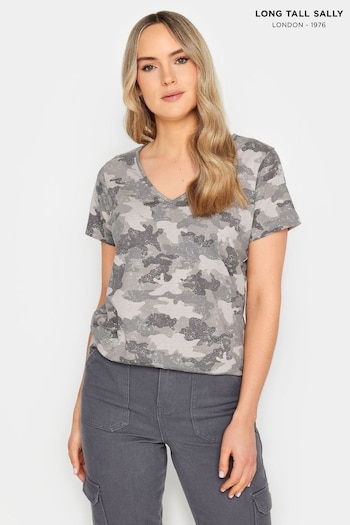 Long Tall Sally Grey Short Sleeve V-Neck T-Shirt (N55968) | £19