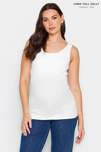 Long Tall Sally White Ribbed Nursing Vest With Poppers (N55970) | £18