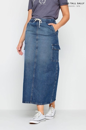 Long Tall Sally Blue Denim Tie Waist Maxi Skirt (N55984) | £34