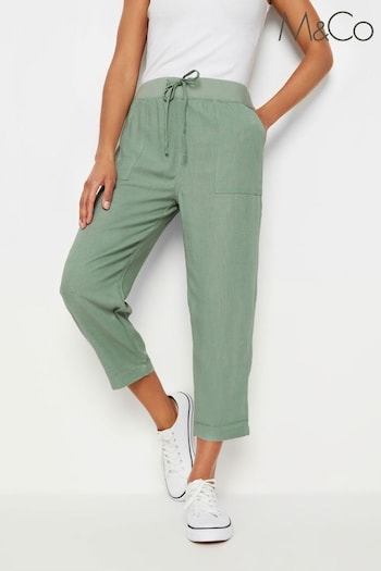 M&Co Green Linen Cropped Joggers (N55997) | £29