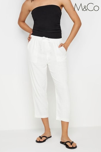 M&Co White Linen Cropped Joggers (N56006) | £29