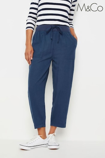 M&Co Blue Linen Cropped Joggers (N56013) | £29