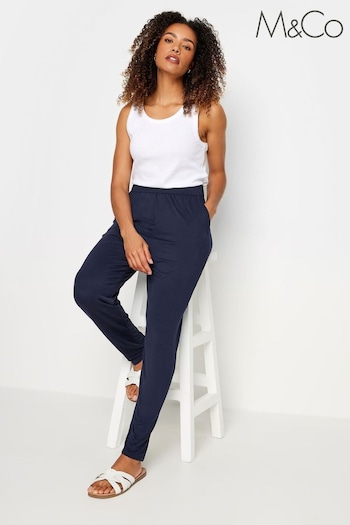 M&Co Blue Petite Hareem Jersey Trousers (N56016) | £24