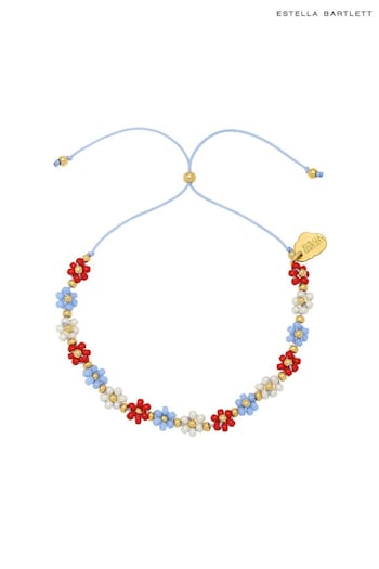 Estella Bartlett Gold Red, Blue Daisy Chain Bracelet (N56030) | £27