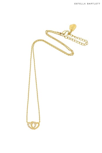 Estella Bartlett Gold Cubic Zirconia Interlocking Heart Necklace (N56033) | £28