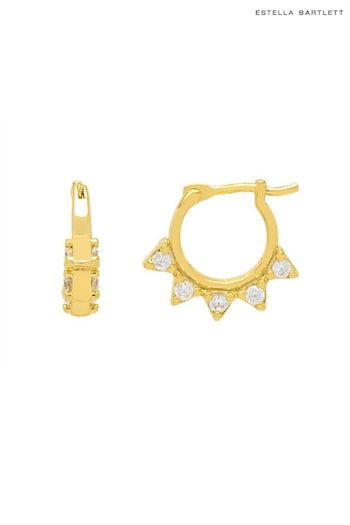 Estella Bartlett Gold Cubic Zirconia Spike Hoop Earrings (N56035) | £25