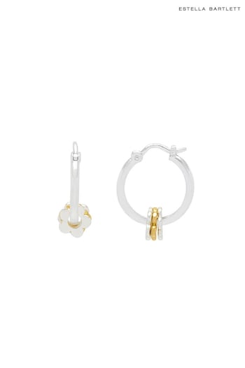 Estella Bartlett Silver Multi Flower Hoop Earrings (N56039) | £25