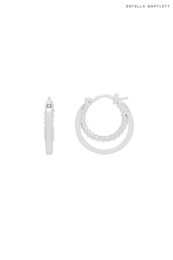 Estella Bartlett Silver Double Twisted Hoop Earrings (N56043) | £22