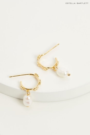 Estella Bartlett Gold Multi Flower Organic Pearl Drop Earrings (N56046) | £28