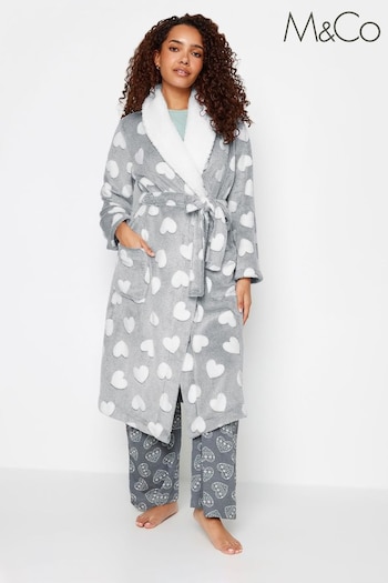 M&Co Grey Contrast Shawl Collar Robe (N56054) | £31
