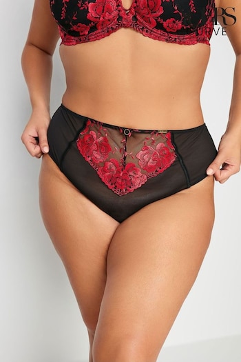 Yours Curve Red Hallie Embroidery Knickers (N56159) | £18