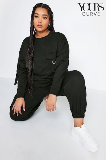 Yours Curve Black D-Ring Light Weight Sweat Top (N56179) | £27