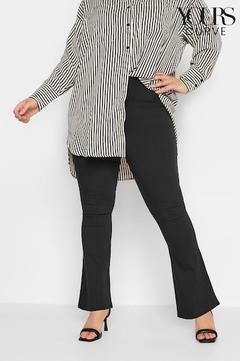 Yours Curve Black Flare Bengaline Pull On Trousers Broadway (N56184) | £27