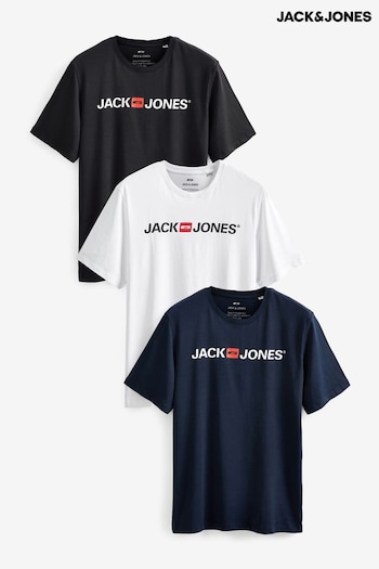 JACK & JONES White Multipack Logo T-Shirts 3 Pack (N56316) | £35