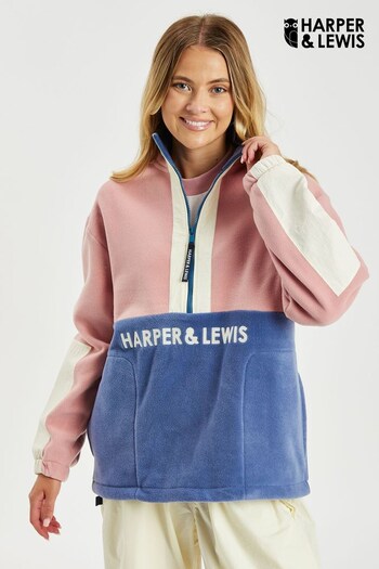 Harper & Lewis Pink Laceflower 1/4 Zip Polar Fleece (N56349) | £60