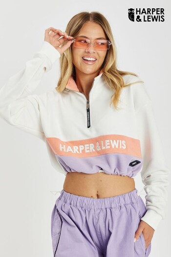Harper & Lewis Cream Vinca Cropped 1/4 Zip Sweater (N56371) | £50