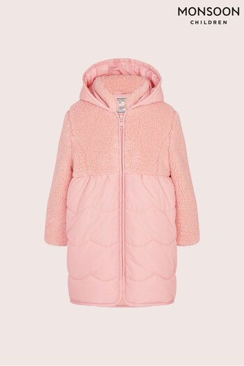 Monsoon Pink Borg Scallop Coat (N56383) | £65 - £75