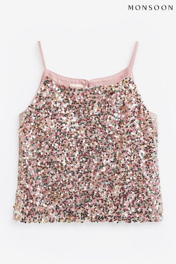 Monsoon Pink Truth Disco Sequin Strappy Top (N56387) | £30