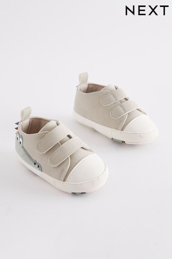 Neutral Crocodile Baby Two Strap Pram Shoes (0-24mths) (N56401) | £7.50 - £8.50