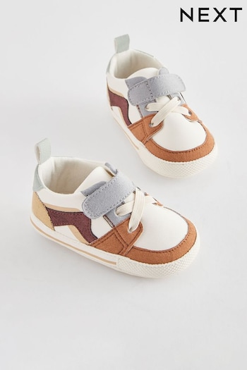 Rust Brown/Mineral Blue Touch Fastening Elastic Lace Baby Trainers (0-24mths) (N56405) | £7.50 - £8.50