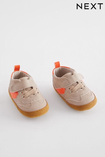 Neutral/Orange Touch Fastening Chevron Baby Trainers (0-24mths) (N56407) | £7.50 - £8.50