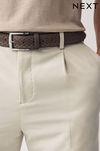 Taupe Brown Signature Suede Textured Belt (N56471) | £25