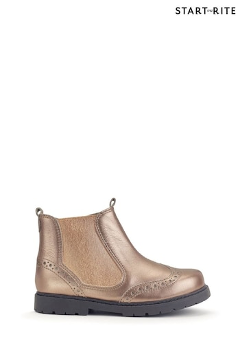Start-Rite Natural Chelsea Zip Up Leather Brogue Boots Sacai (N56498) | £49