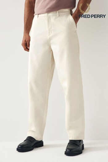 Fred Perry Straight Fit Bedford Cord Ecru White Trousers nav (N56535) | £140