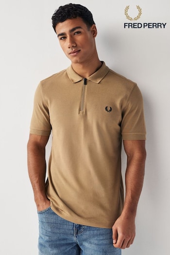 Fred Perry Stone Zip Neck Polo Shirt (N56541) | £80