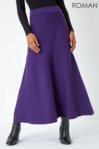 Roman Purple Plain Knitted Maxi Skirt (N56580) | £32