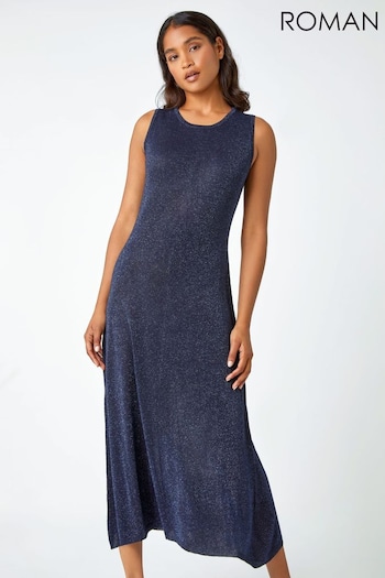 Roman Blue Sparkle Stretch Knit Midi Dress (N56594) | £50