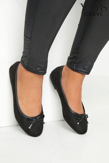 Yours Curve Black Extra Wide Fit Wide Fit Suedette Ballerina (N56602) | £22