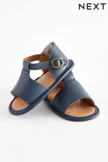 Navy Leather Velcro Sandals (0-24mths) (N56620) | £12