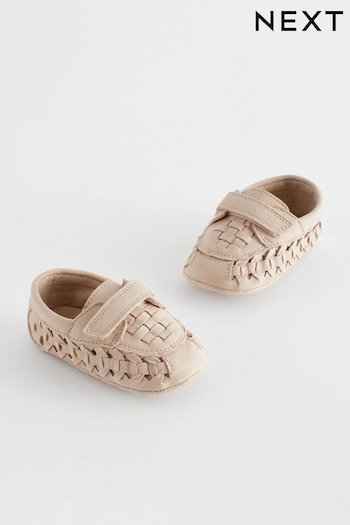 Stone Neutral Woven heeled Loafers (0-24mths) (N56621) | £12