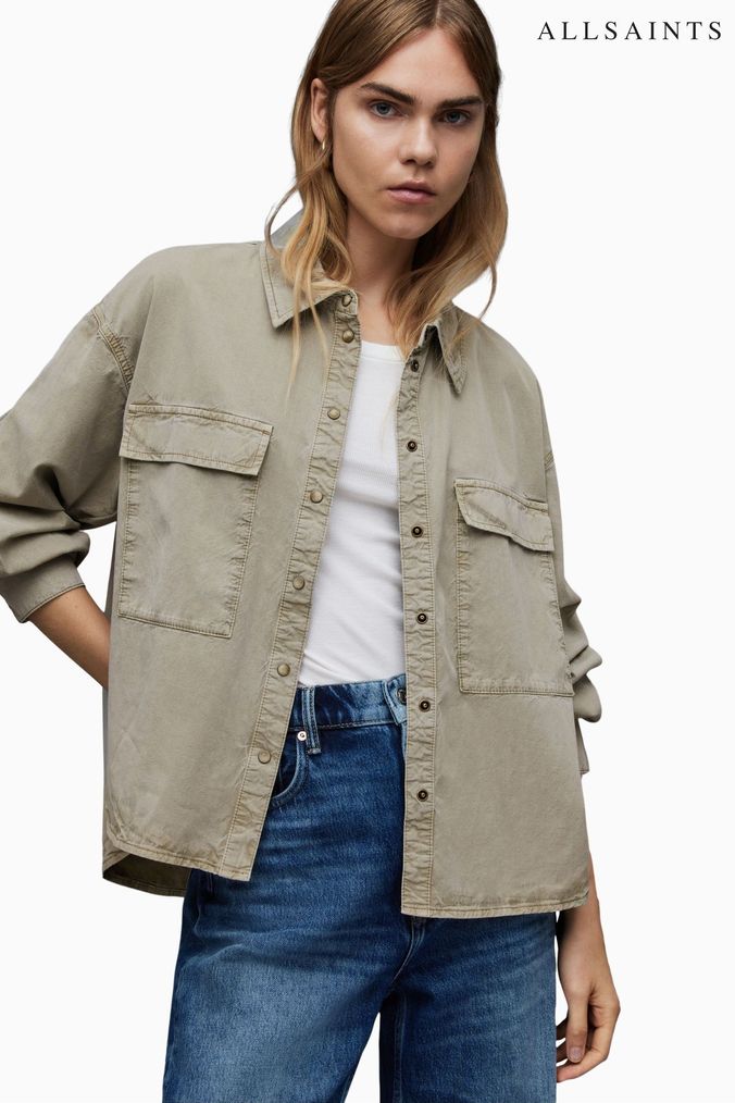 All saints denim shirt womens sales