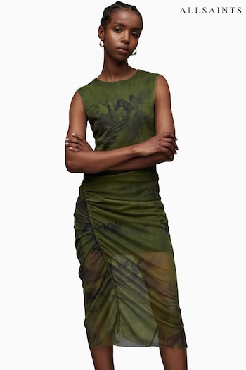 AllSaints Green Nora Colca Dress (N56652) | £99