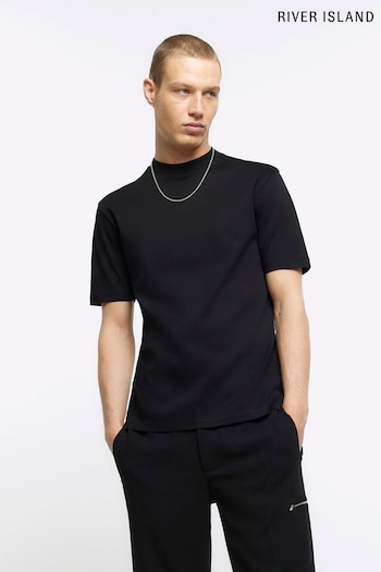 River Island Black RI Studio Heavyweight Slim Fit T-Shirt (N56725) | £12