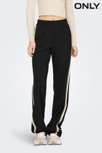 ONLY Black High Waisted Wide Leg Side Stripe Detail Trousers (N56769) | £38